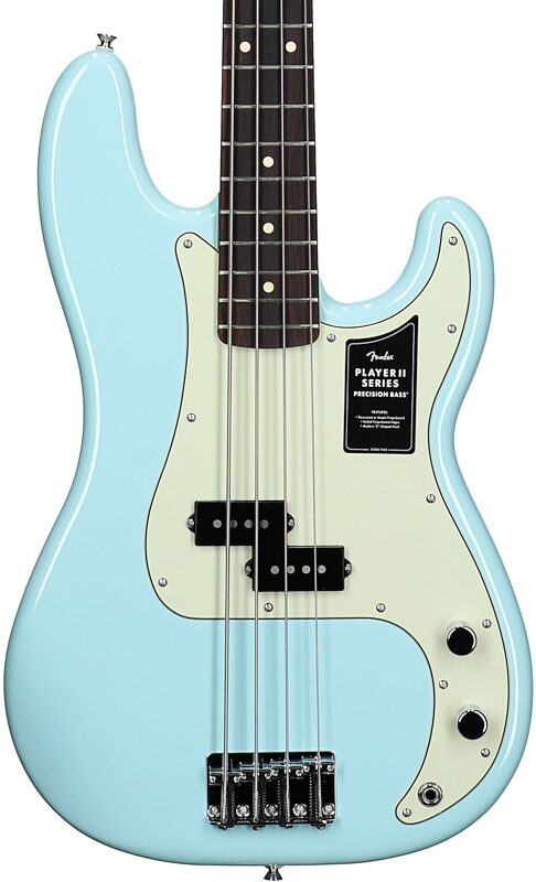 open zoom image for Fender 75th Anniversary Player II Precision Electric Bass, with Rosewood Fingerboard, Daphne Blue, Body Straight Front