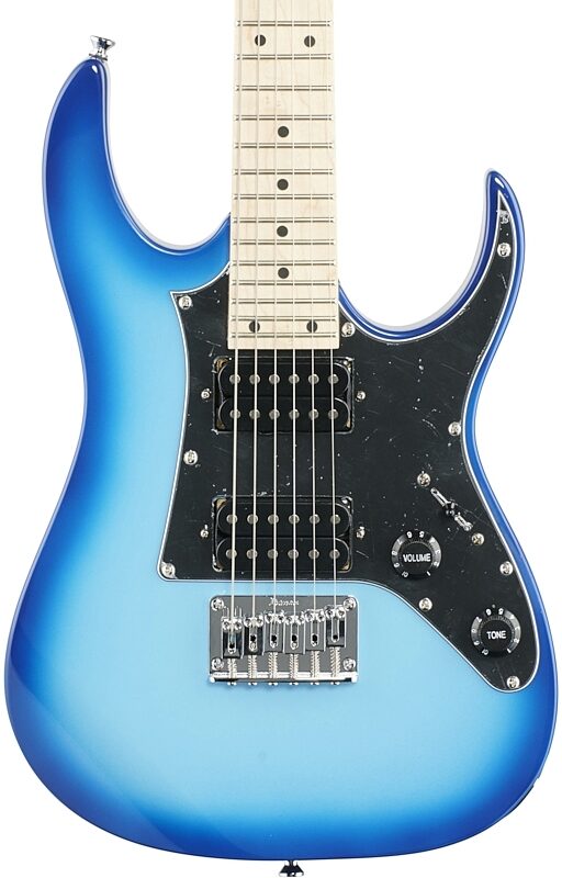 open zoom image for Ibanez GRGM21M Mikro Electric Guitar, Blue Burst, Body Straight Front