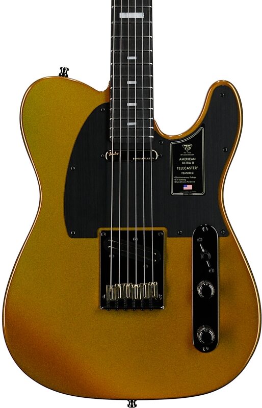 open zoom image for Fender 75th Anniversary American Ultra II Telecaster Electric Guitar (with Case), Liquid Gold, Body Straight Front