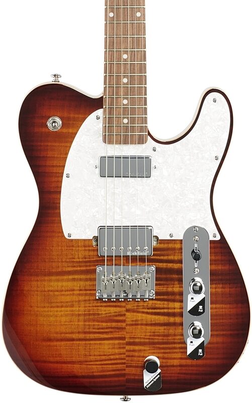 open zoom image for Michael Kelly Hybrid '55 Electric Guitar, Pau Ferro Fingerboard, Tiger Eye Burst, Open Box (Very Good), Body Straight Front