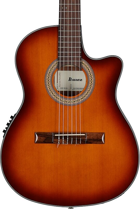 open zoom image for Ibanez GA35TCE Thinline Classical Acoustic-Electric Guitar, Violin Sunburst, Open Box (Very Good), Body Straight Front