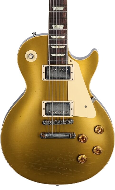 open zoom image for Gibson Custom 1957 Les Paul Goldtop Murphy Lab Light Aged Electric Guitar (with Case), Double Gold with Dark Back, Body Straight Front