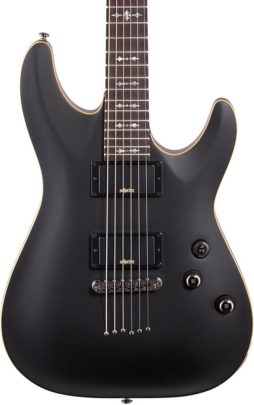 open zoom image for Schecter Demon 6 Electric Guitar, Aged Black Satin, Body Straight Front