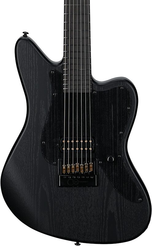 open zoom image for ESP LTD Alex Wade AW-XJ7 Baritone EverTune Electric Guitar (with Case), Black Satin, Body Straight Front