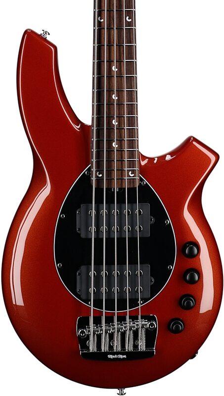 open zoom image for Ernie Ball Music Man Bongo 5HH Electric Bass, 5-String (with Case), Blood Orange, Rosewood Fretboard, Body Straight Front