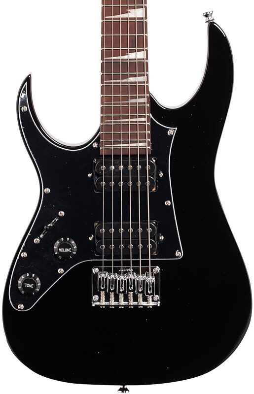 open zoom image for Ibanez GRGM21L Mikro Left-Handed Electric Guitar, Black Night, Body Straight Front