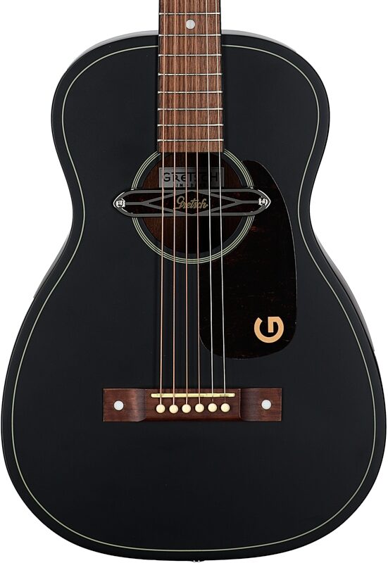 open zoom image for Gretsch Jim Dandy Deltoluxe Parlor Acoustic-Electric Guitar, Black Top, Body Straight Front