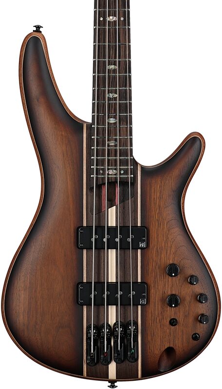 open zoom image for Ibanez SR1350B Premium Electric Bass (with Gig Bag), Dual Mocha Burl, Body Straight Front