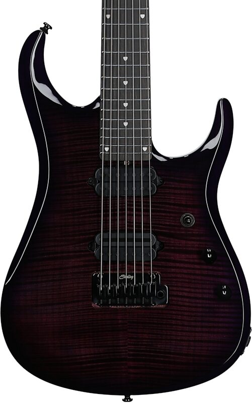 open zoom image for Sterling by Music Man JP157 DiMarzio Electric Guitar, Purple Nebula, Ebony Fretboard, Body Straight Front