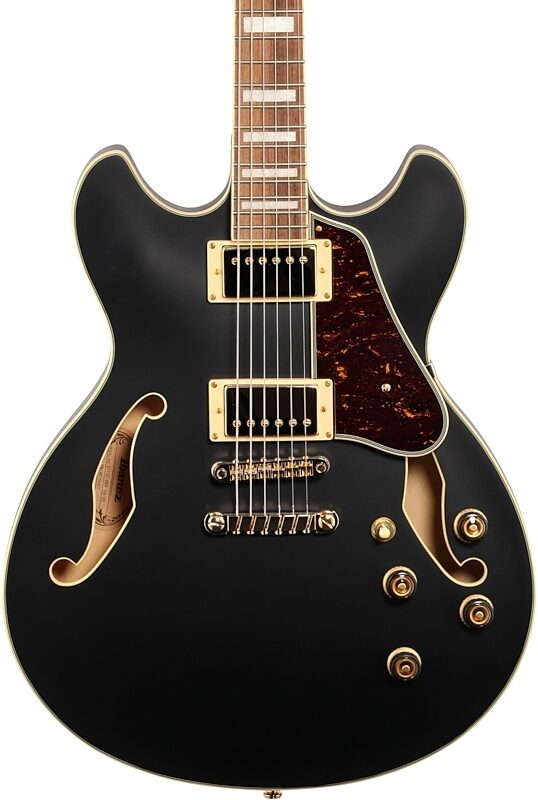 open zoom image for Ibanez AS73G Artcore Semi-Hollowbody Electric Guitar, Black Flat, Body Straight Front