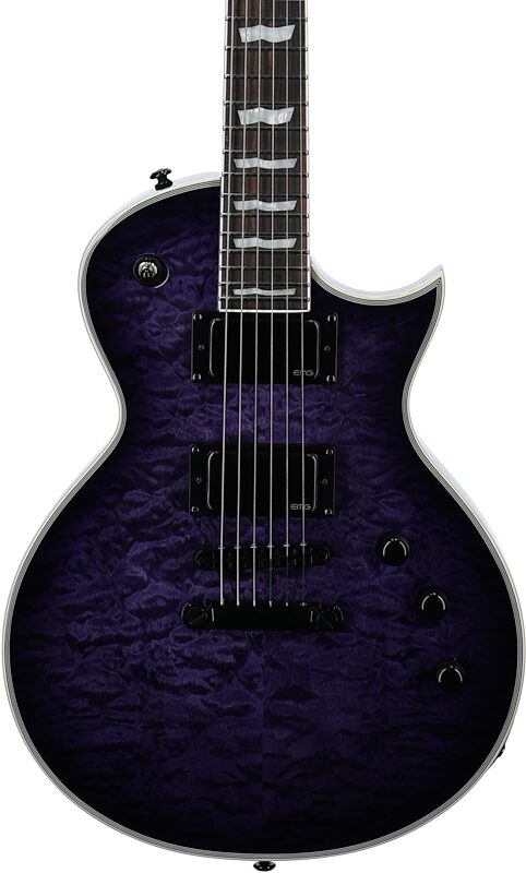 open zoom image for ESP LTD EC-1000-QM Electric Guitar, with EMG Pickups, See-Thru Purple Sunburst, Body Straight Front