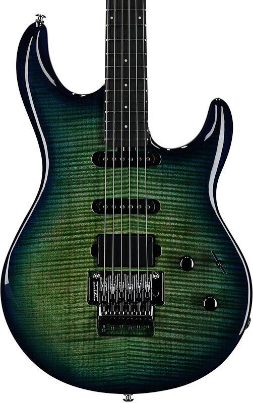 open zoom image for Ernie Ball Music Man BFR Luke 4 HSS Electric Guitar (with Mono case), Green Tide, Ebony Fretboard, Body Straight Front