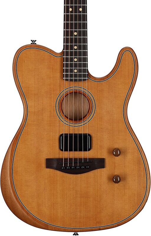open zoom image for Fender Acoustasonic Standard Telecaster Acoustic-Electric Guitar, Aged Natural, Body Straight Front