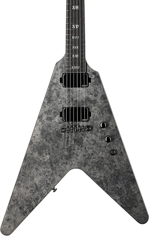 open zoom image for Schecter Juan of the Dead V-1 Electric Guitar, Black Reign, Body Straight Front