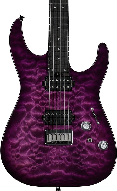 open zoom image for Charvel Pro-Mod Plus Dinky DK24 HH HT QM Electric Guitar (with Gig Bag), Violet Radiance, Body Straight Front
