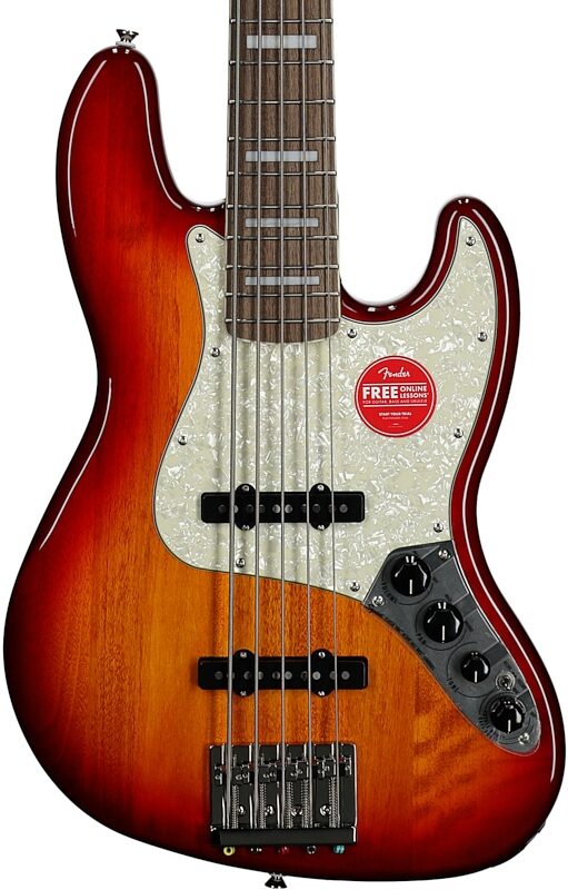 open zoom image for Squier Classic Vibe Active '70s Jazz V Electric Bass, 5-String with Laurel Fingerboard, Sienna, Body Straight Front