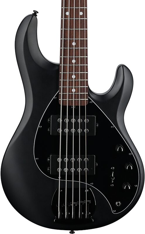 open zoom image for Sterling by Music Man Ray5HH Electric Bass, 5-String, Stealth Black, Jatoba Fretboard, Body Straight Front