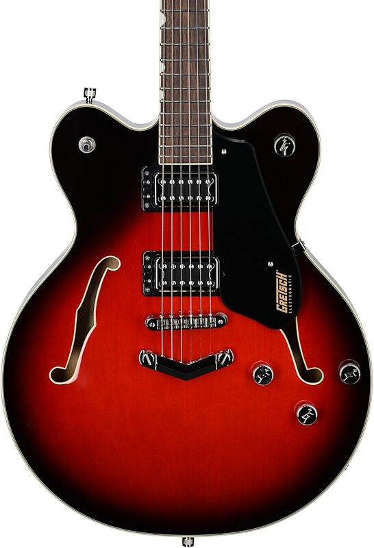 open zoom image for Gretsch G5622 Electromatic Center Block Double-Cut Electric Guitar, Claret Burst, Body Straight Front