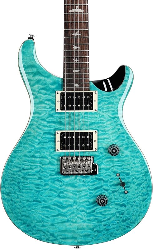 open zoom image for PRS Paul Reed Smith SE Custom 24 Quilt Top Electric Guitar (with Gig Bag), Exclusive Sapphire, Body Straight Front