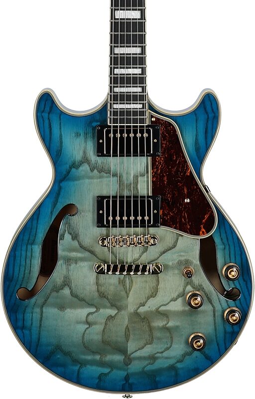 open zoom image for Ibanez AM93QA Artcore Expressionist Semi-Hollowbody Electric Guitar, Jet Blue Burst, Body Straight Front