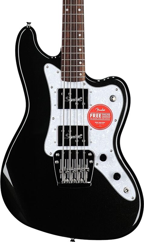 open zoom image for Squier Paranormal Rascal HH Bass Guitar, Metallic Black, Body Straight Front