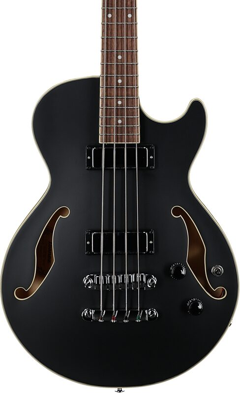 open zoom image for Ibanez AGB200 Artcore Semi-Hollow Electric Bass, Black Flat, Body Straight Front