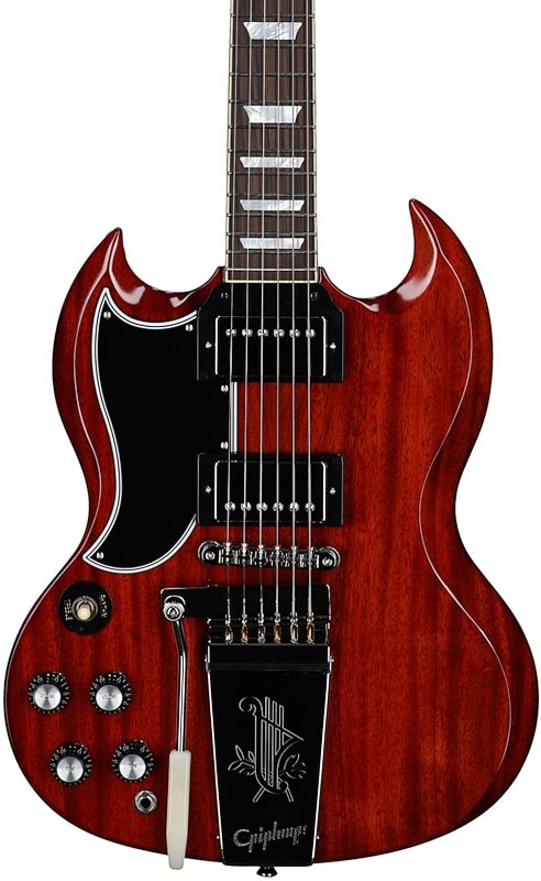 open zoom image for Epiphone Inspired by Gibson Custom 1964 SG Standard Maestro Electric Guitar, Left-Handed (with Case), Cherry, Body Straight Front