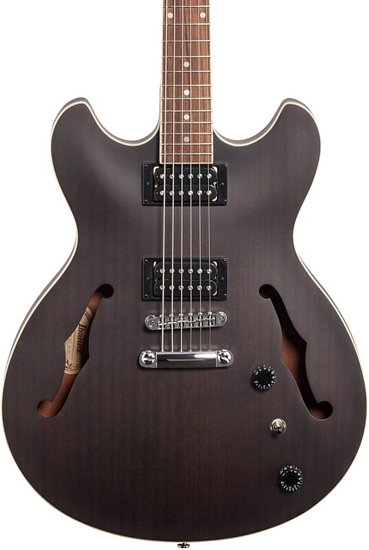 open zoom image for Ibanez AS53 Artcore Semi-Hollowbody Electric Guitar, Flat Transparent Black, Body Straight Front