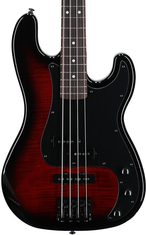 open zoom image for ESP LTD Surveyor-204DX Electric Bass, Red Burst, Body Straight Front