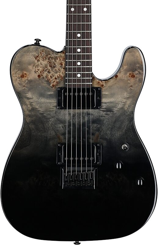 open zoom image for Schecter PT Standard Electric Guitar, Black Fade Burst Burl, Body Straight Front