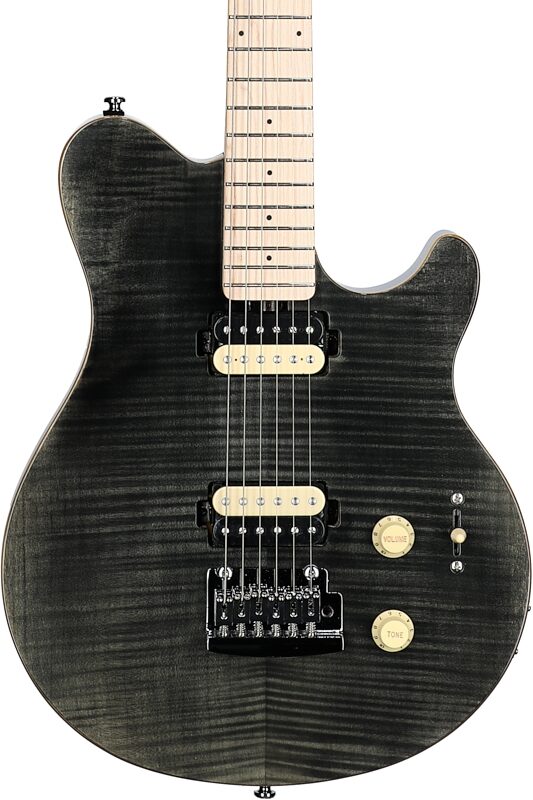 open zoom image for Sterling AX3FM Axis Electric Guitar, Trans Black, Hard Maple Fretboard, Body Straight Front