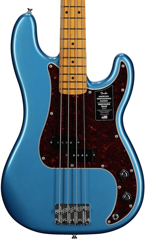 open zoom image for Fender American Professional Classic Precision Electric Bass, Maple Fingerboard (with Gig Bag), Lake Placid Blue, Body Straight Front