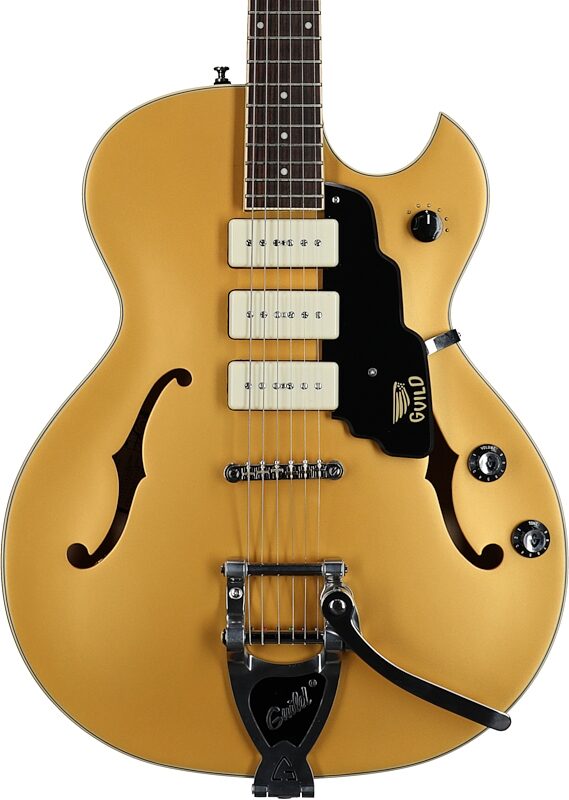 open zoom image for Guild Starfire I Jet 90 Electric Guitar, Satin Gold, Body Straight Front