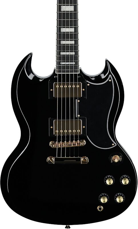 open zoom image for Epiphone Inspired by Gibson SG Custom Electric Guitar (with Gig Bag), Ebony, Body Straight Front