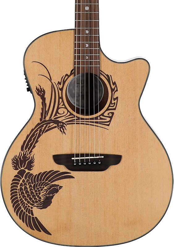 open zoom image for Luna Oracle Phoenix Spruce Acoustic-Electric Guitar, New, Body Straight Front