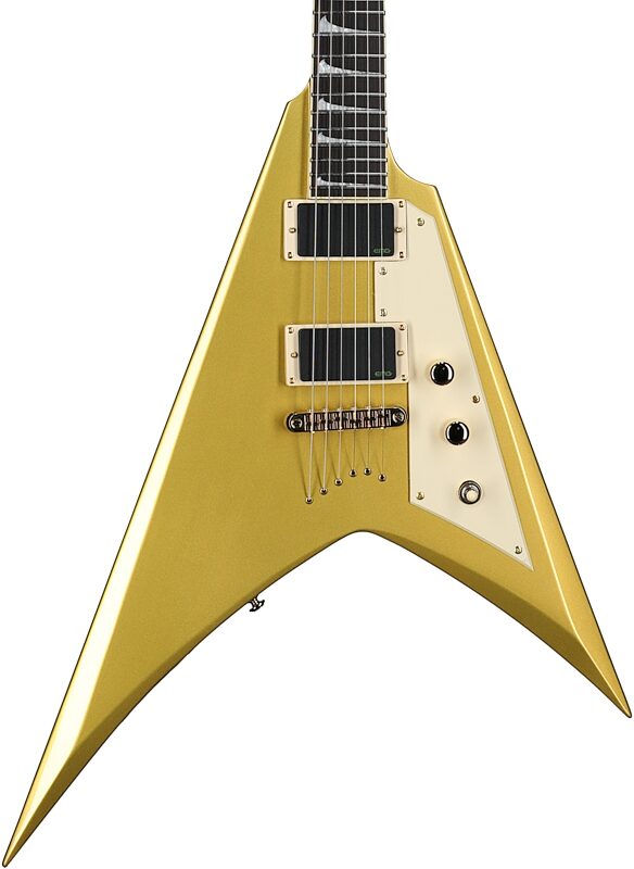 open zoom image for ESP LTD Kirk Hammett KH-V Electric Guitar (with Case), Metallic Gold, Body Straight Front