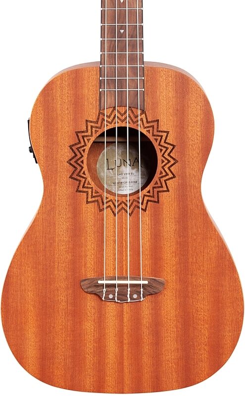 open zoom image for Luna Vintage Mahogany Baritone Acoustic-Electric Ukulele, New, Body Straight Front