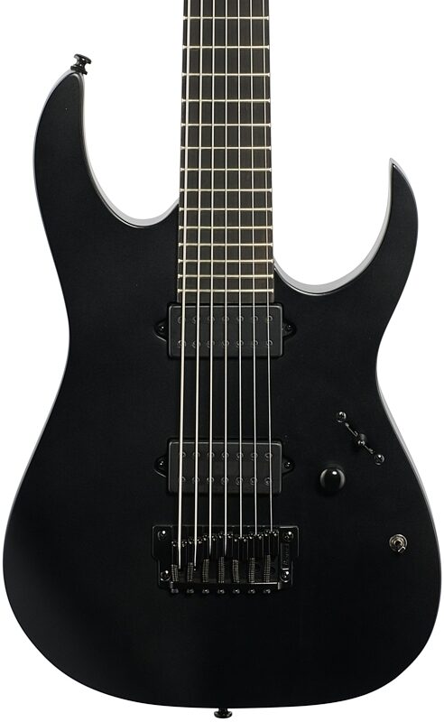 open zoom image for Ibanez RGIXL7 Iron Label Electric Guitar, 7-String, Black Flat, Body Straight Front