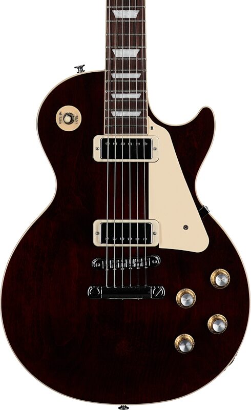 open zoom image for Gibson Les Paul Deluxe '70s Electric Guitar (with Case), Wine Red, Body Straight Front