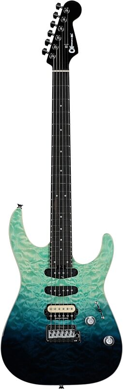 open zoom image for Charvel Pro-Mod Plus Dinky DK24 HSS 2PT QM Electric Guitar (with Gig Bag), Blue Curacao, Open Box (Very Good), Body Straight Front