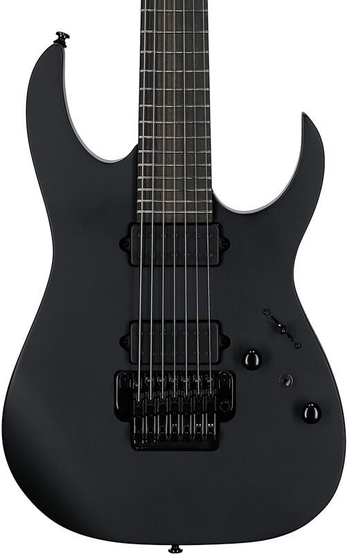 open zoom image for Ibanez RGRB720 Iron Label Electric Guitar, 7-String, Black Flat, Body Straight Front
