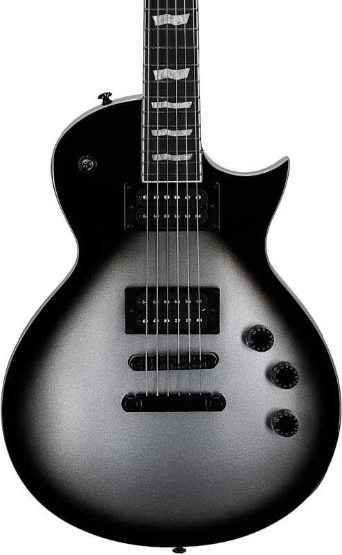 open zoom image for ESP LTD EC-256FM Electric Guitar, Silver Sunburst Teardrop, Body Straight Front