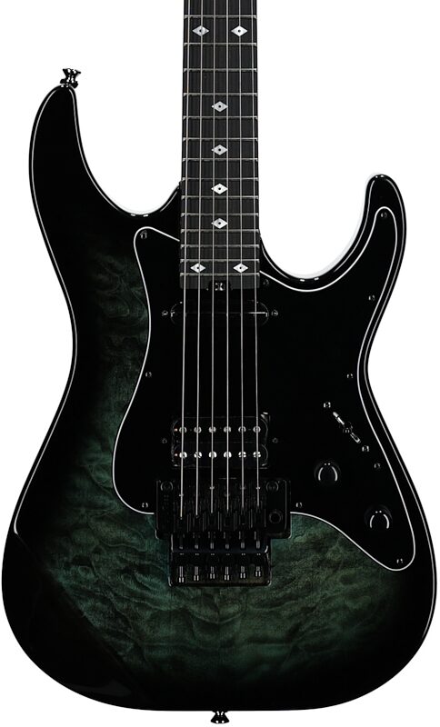 open zoom image for Kramer Volante Quilt HSFR Electric Guitar (with Gig Bag), Aqua Burst, Body Straight Front