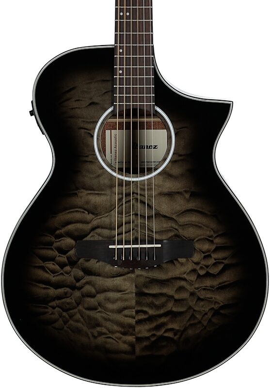 open zoom image for Ibanez AEWC16QA HG Acoustic-Electric Guitar, Transparent Black Sunburst, Body Straight Front