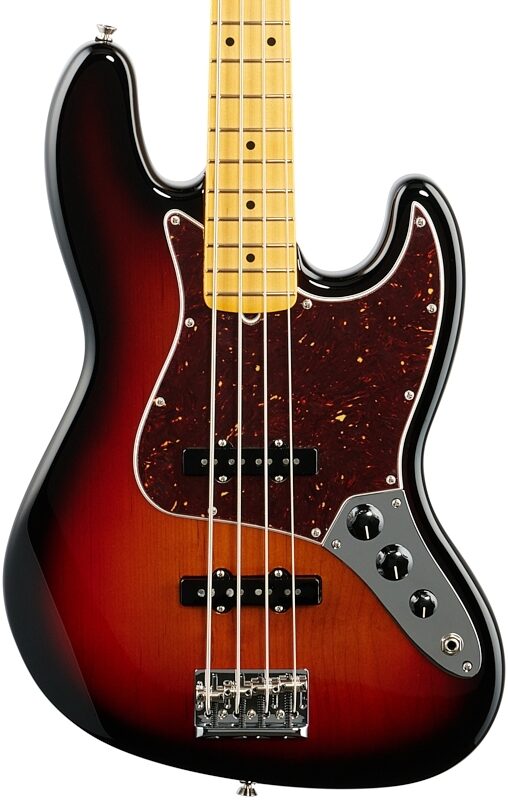 open zoom image for Fender American Pro II Jazz Electric Bass, Maple Fingerboard (with Case), 3-Color Sunburst, Body Straight Front