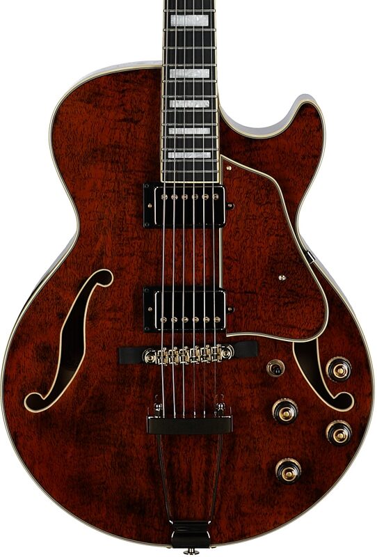 open zoom image for Ibanez AG95MG Artcore EXP Hollowbody Electric Guitar, Dark Amber, Body Straight Front