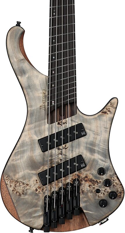 open zoom image for Ibanez EHB1505MS Bass Guitar, 5-String (with Gig Bag), Black Ice Flat, Body Straight Front