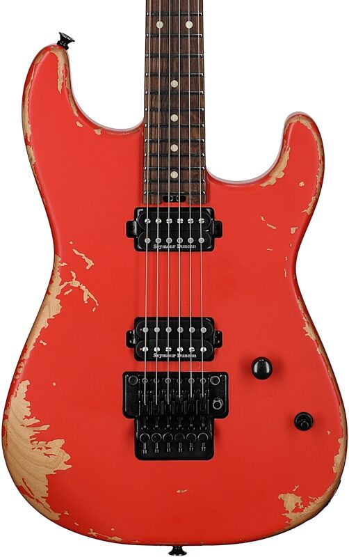 open zoom image for Charvel Pro-Mod Relic San Dimas ST1 HH Electric Guitar (with Gig Bag), Weathered Orange, Open Box (Very Good), Body Straight Front