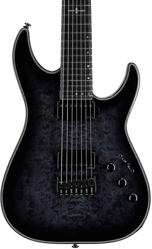 open zoom image for Schecter Hellraiser Hybrid C-7 Electric Guitar, 7-String, Transparent Black Burst, Body Straight Front