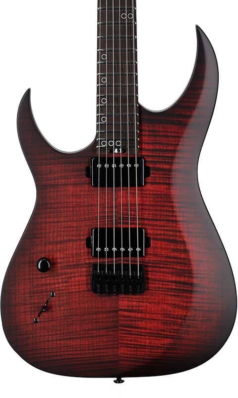 open zoom image for Schecter Sunset-6 Extreme Electric Guitar, Left-Handed, Scarlet Burst, Body Straight Front
